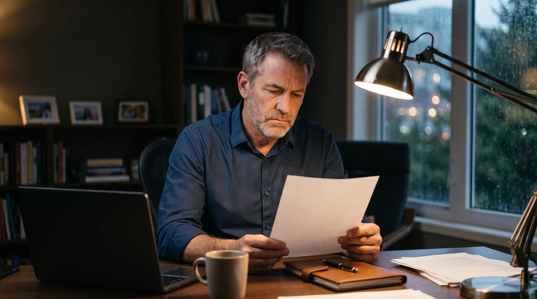 A person at home reviewing paperwork about IRS Letter 105-C.