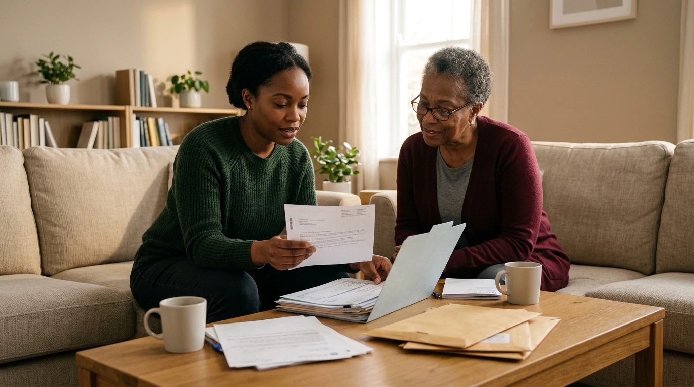 A person reviewing an IRS Letter 12 at home.