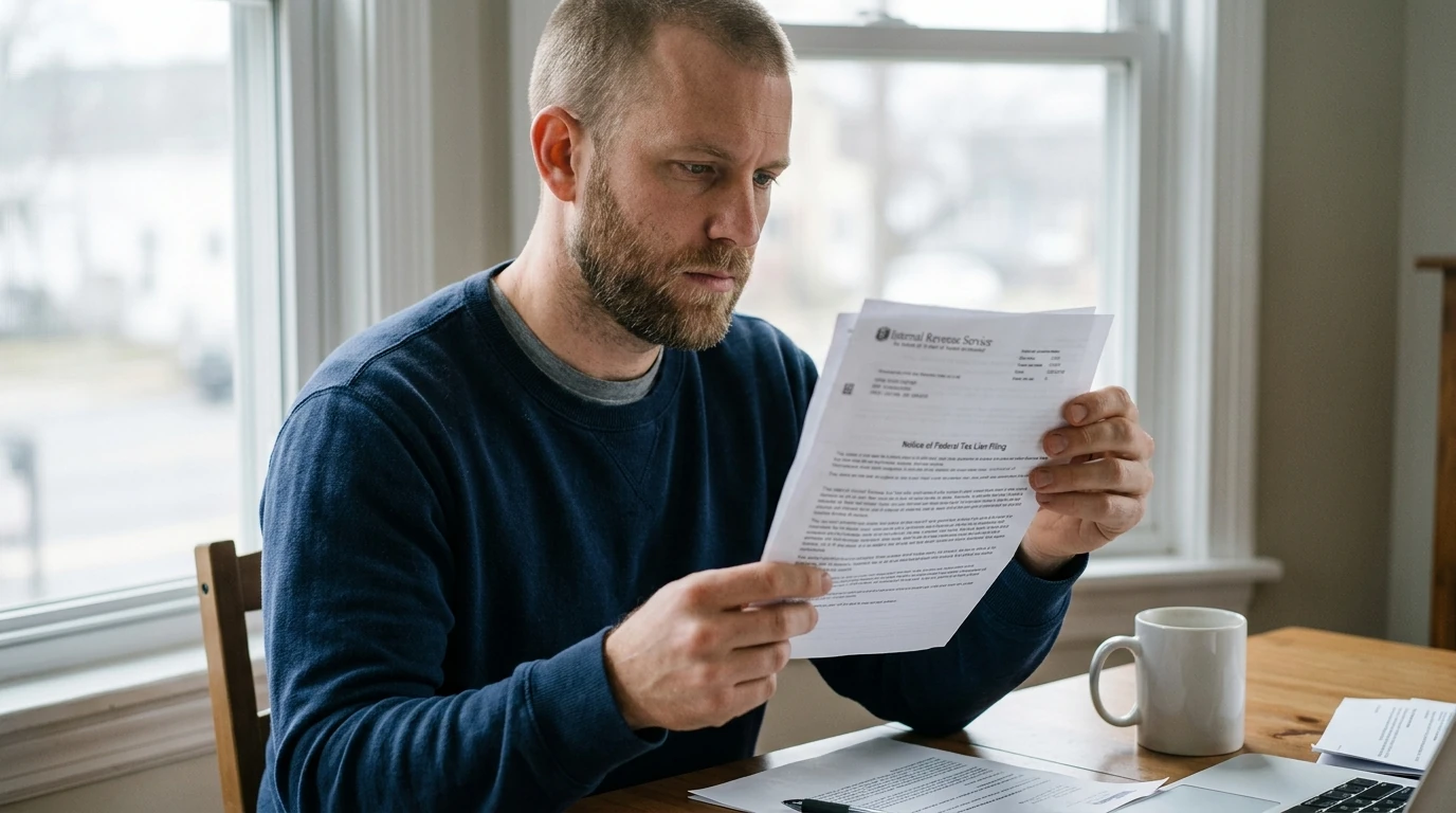 A person reviewing an IRS Letter 3172 at home.