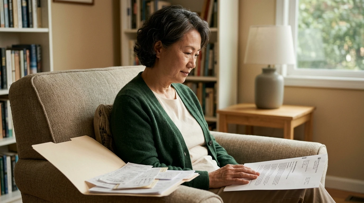 A person reviewing an IRS Letter 531 at home.