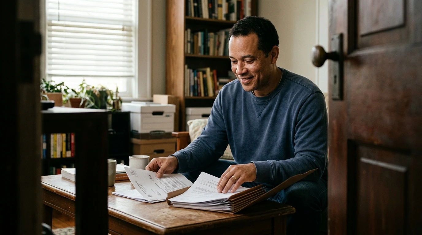 A person reviewing an IRS IRS notice at home.