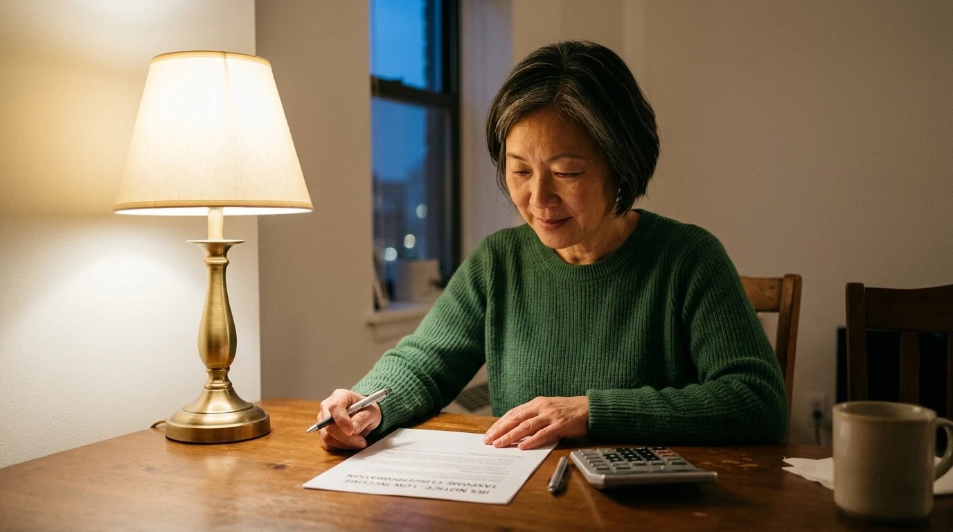 A person reviewing an IRS IRS notice at home.