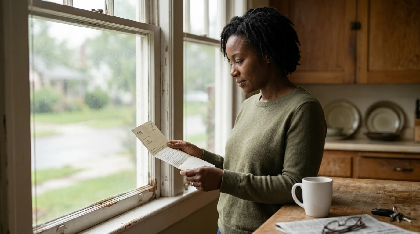 A person reviewing an IRS IRS notice at home.