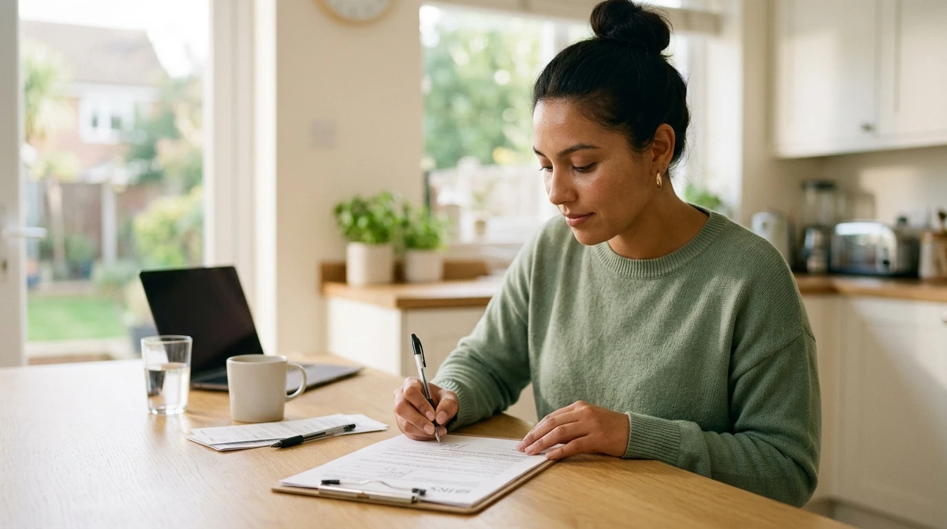 A person reviewing an IRS IRS notice at home.