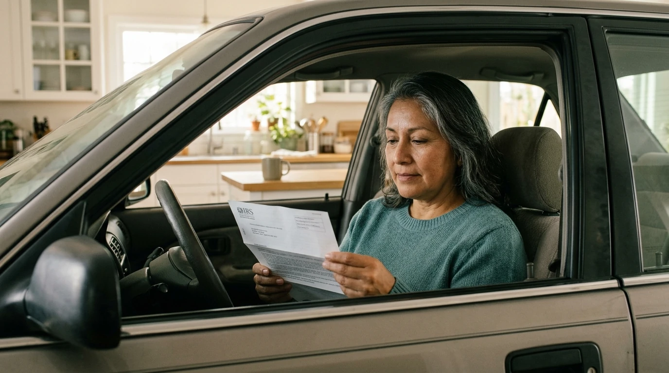 A person reviewing an IRS IRS notice at home.