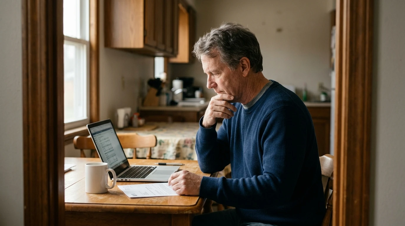 A person reviewing an IRS IRS notice at home.