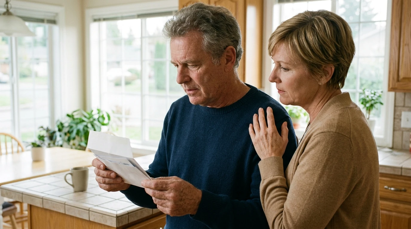 A person reviewing an IRS IRS notice at home.