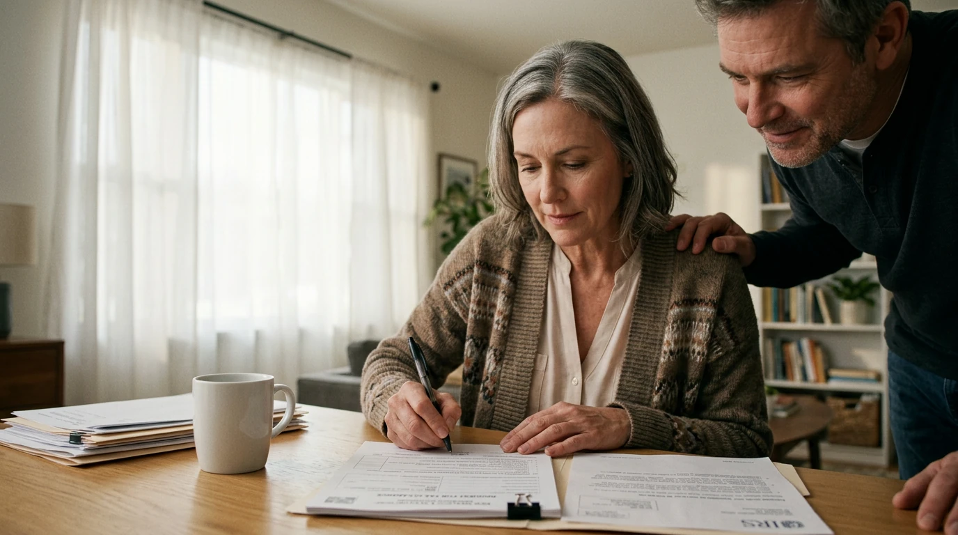 A person at home reviewing paperwork about New Mexico Back Taxes.