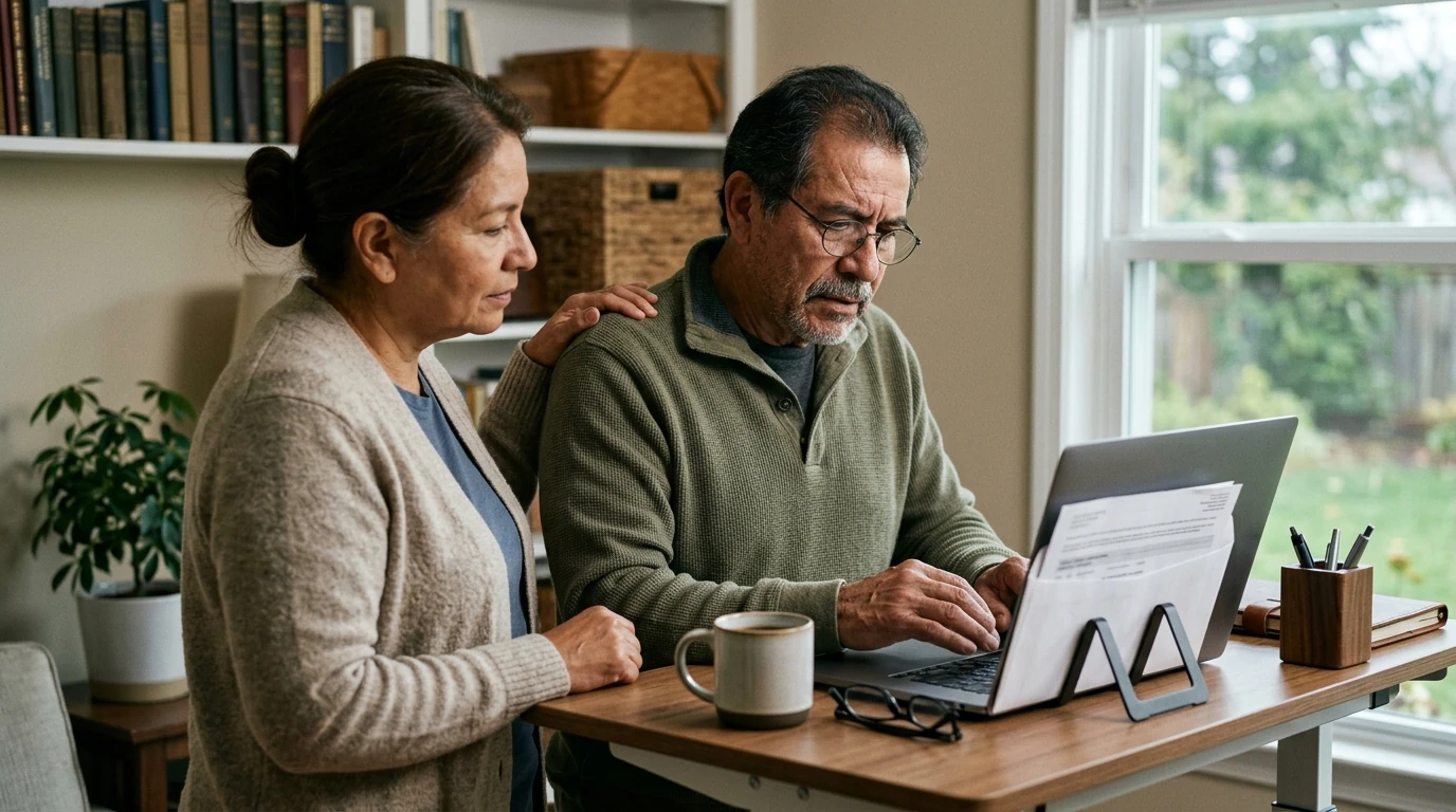 A person reviewing an IRS IRS notice at home.