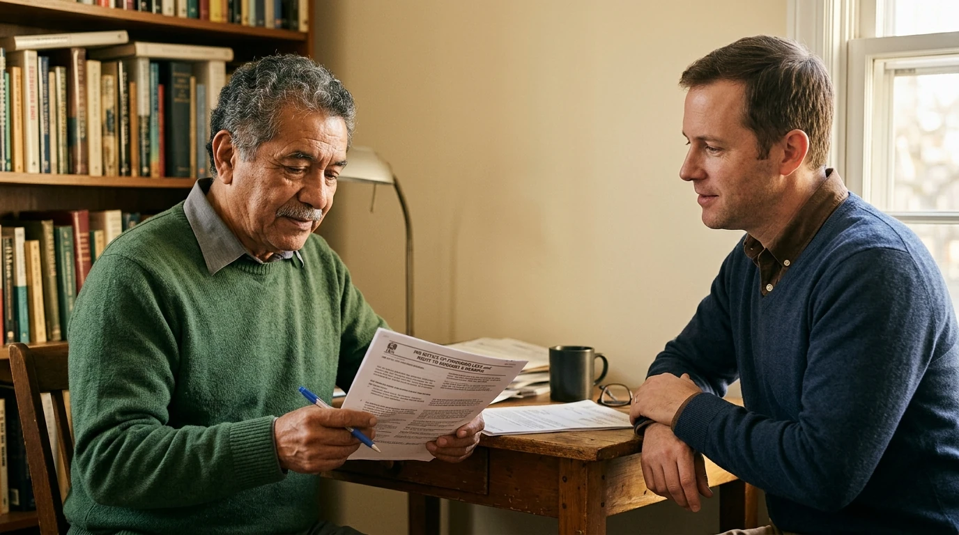 A person reviewing an IRS IRS notice at home.