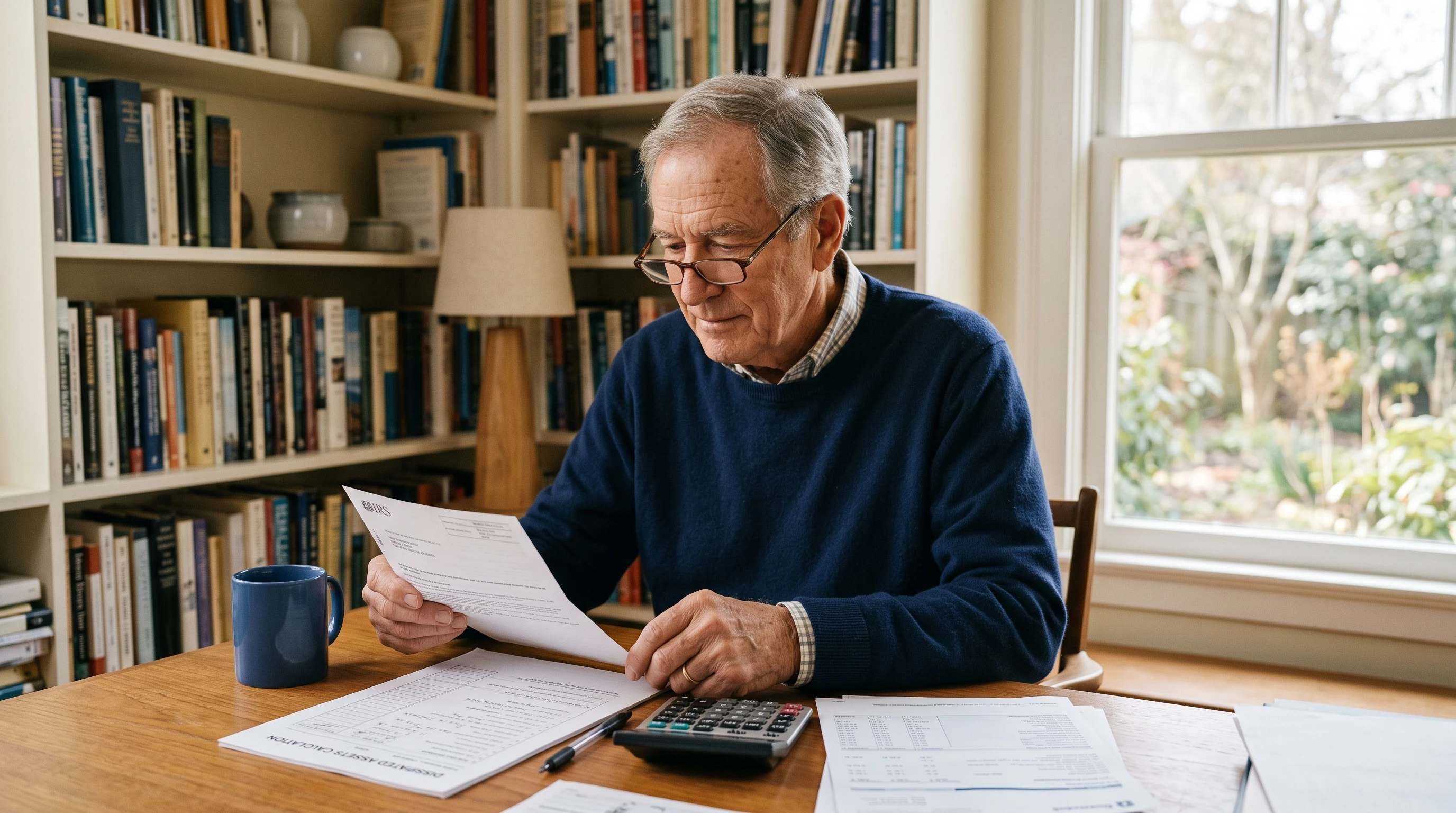 A person at home reviewing paperwork about Dissipated Assets OIC.