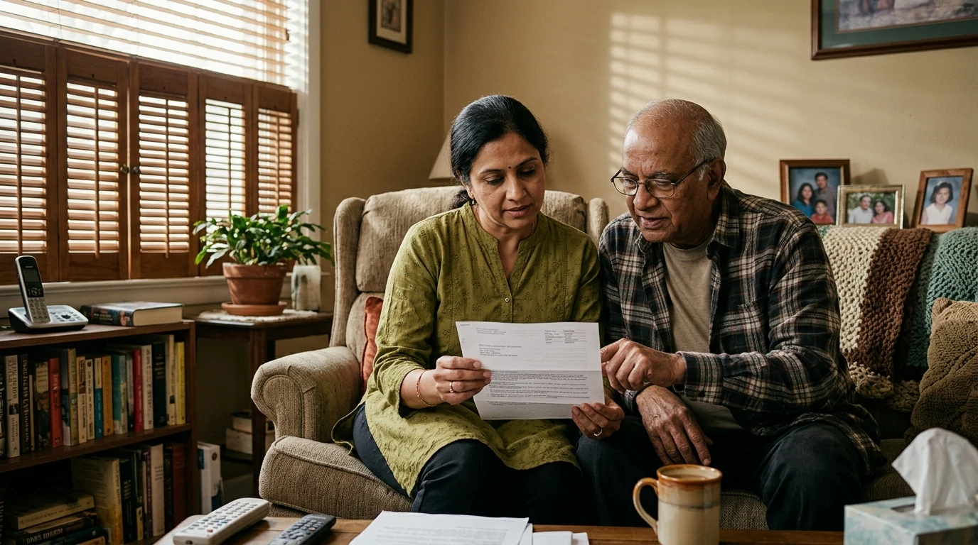 A person reviewing an IRS IRS notice at home.