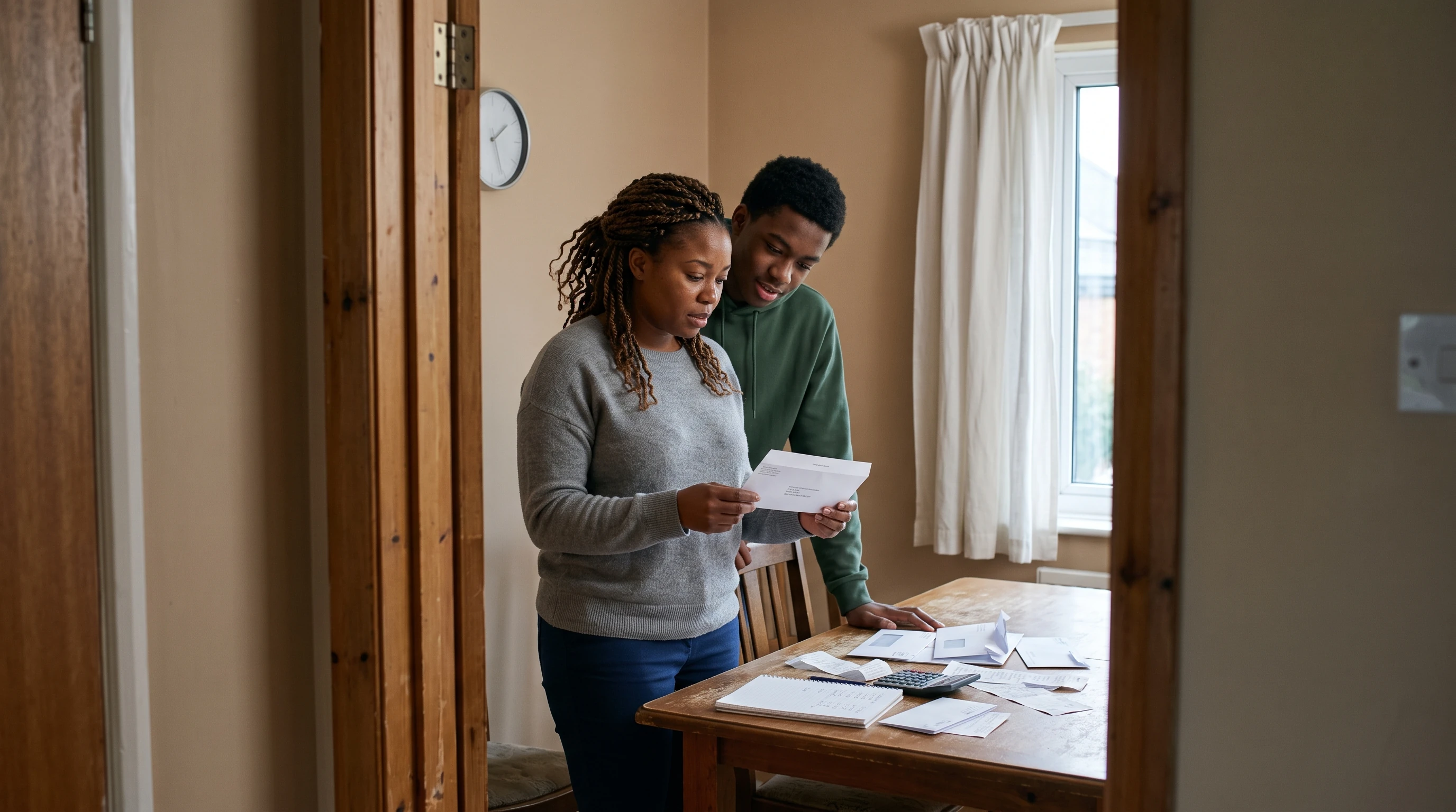 A person at home reviewing paperwork about Owe California State Taxes and Can't Pay.