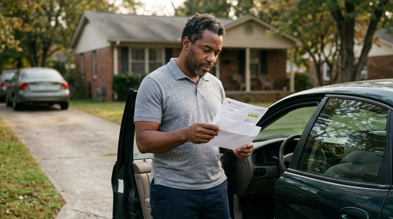 A person reviewing an IRS IRS notice at home.