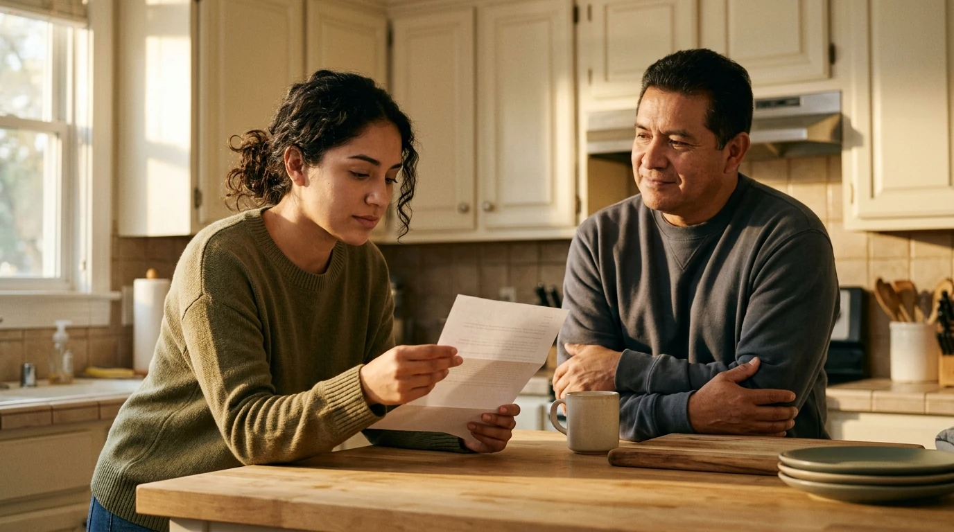 A person reviewing an IRS IRS notice at home.