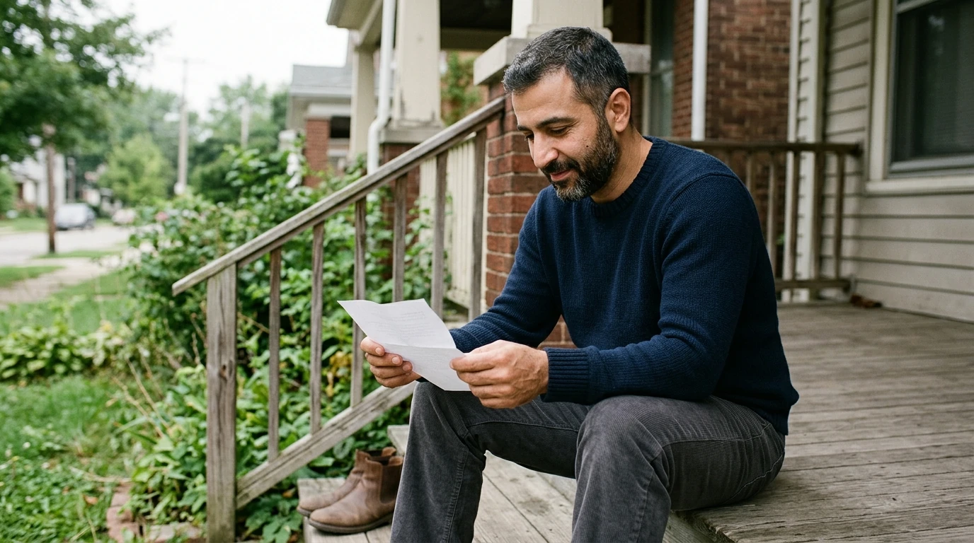A person reviewing an IRS IRS notice at home.