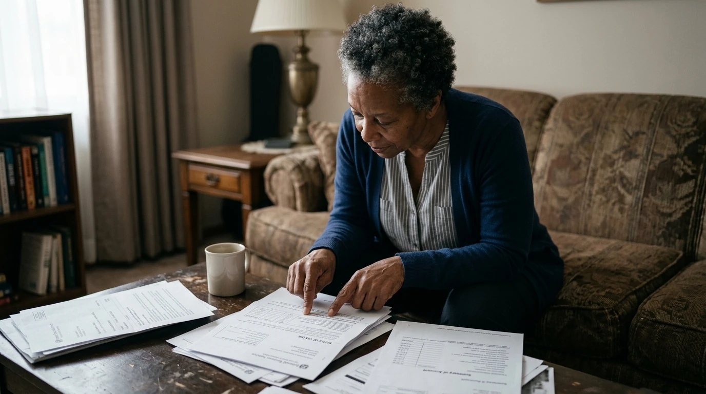 A person reviewing an IRS IRS notice at home.