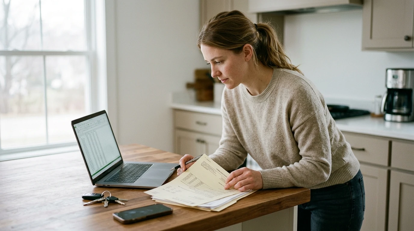 A person reviewing an IRS IRS notice at home.