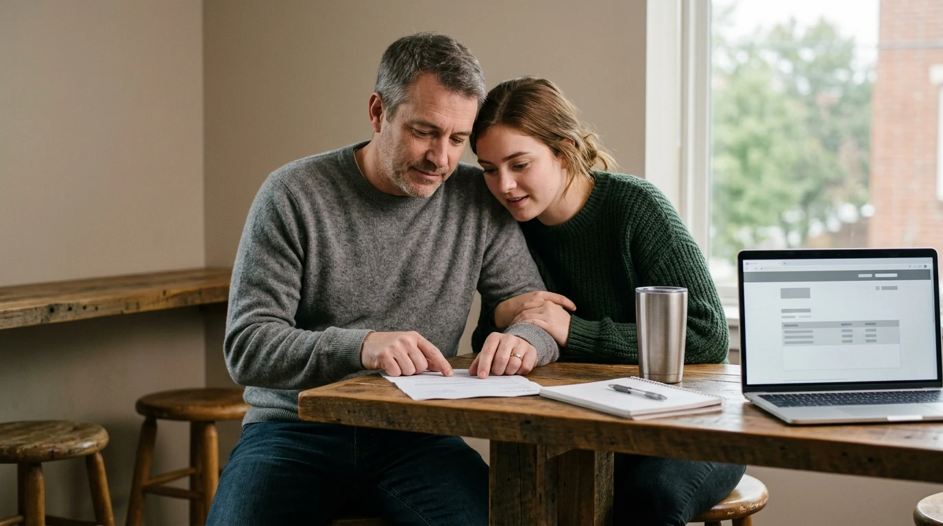 A person reviewing an IRS IRS notice at home.
