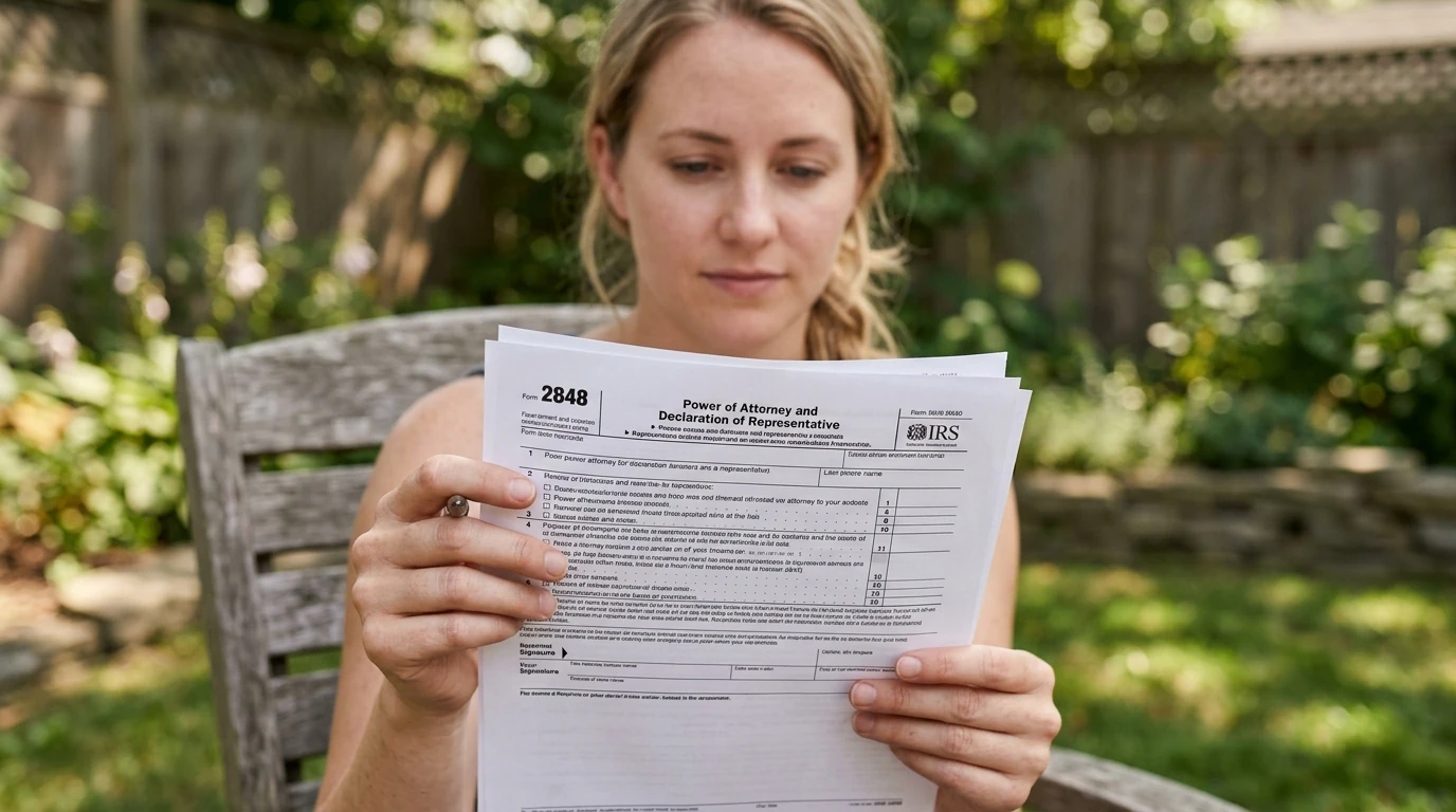 A person reviewing an IRS IRS notice at home.
