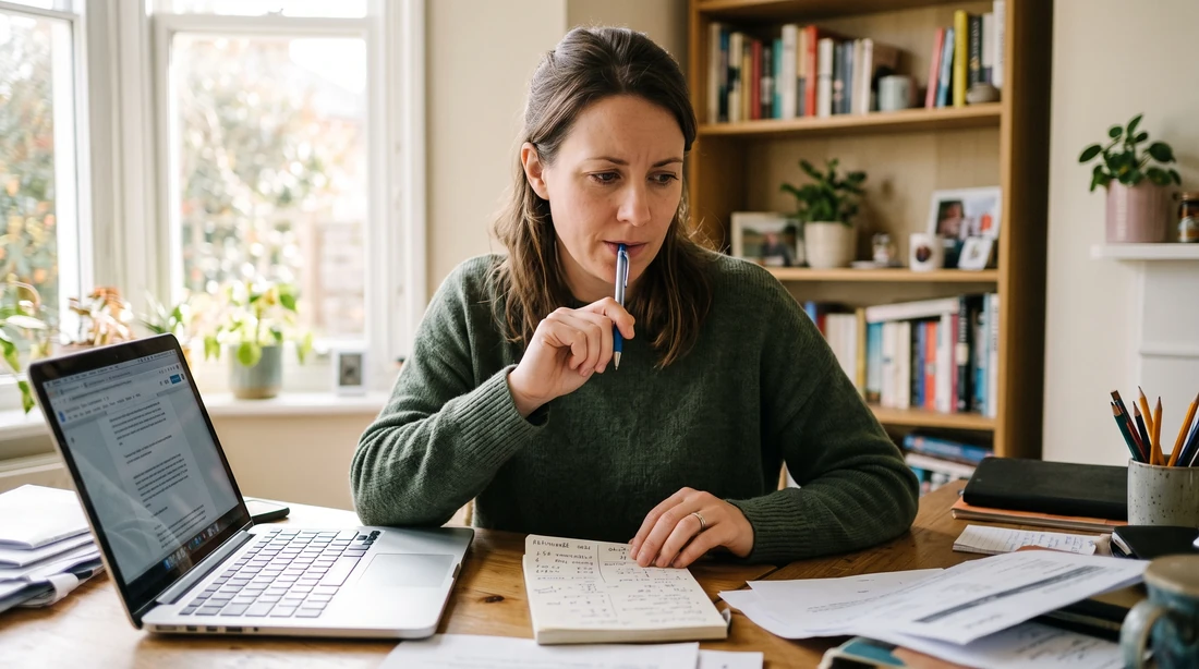 A person at home reviewing paperwork about Refundable vs Nonrefundable Tax Credits.