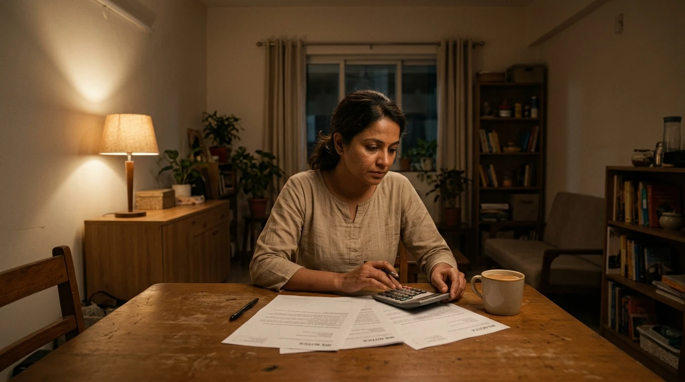 A person reviewing an IRS IRS notice at home.