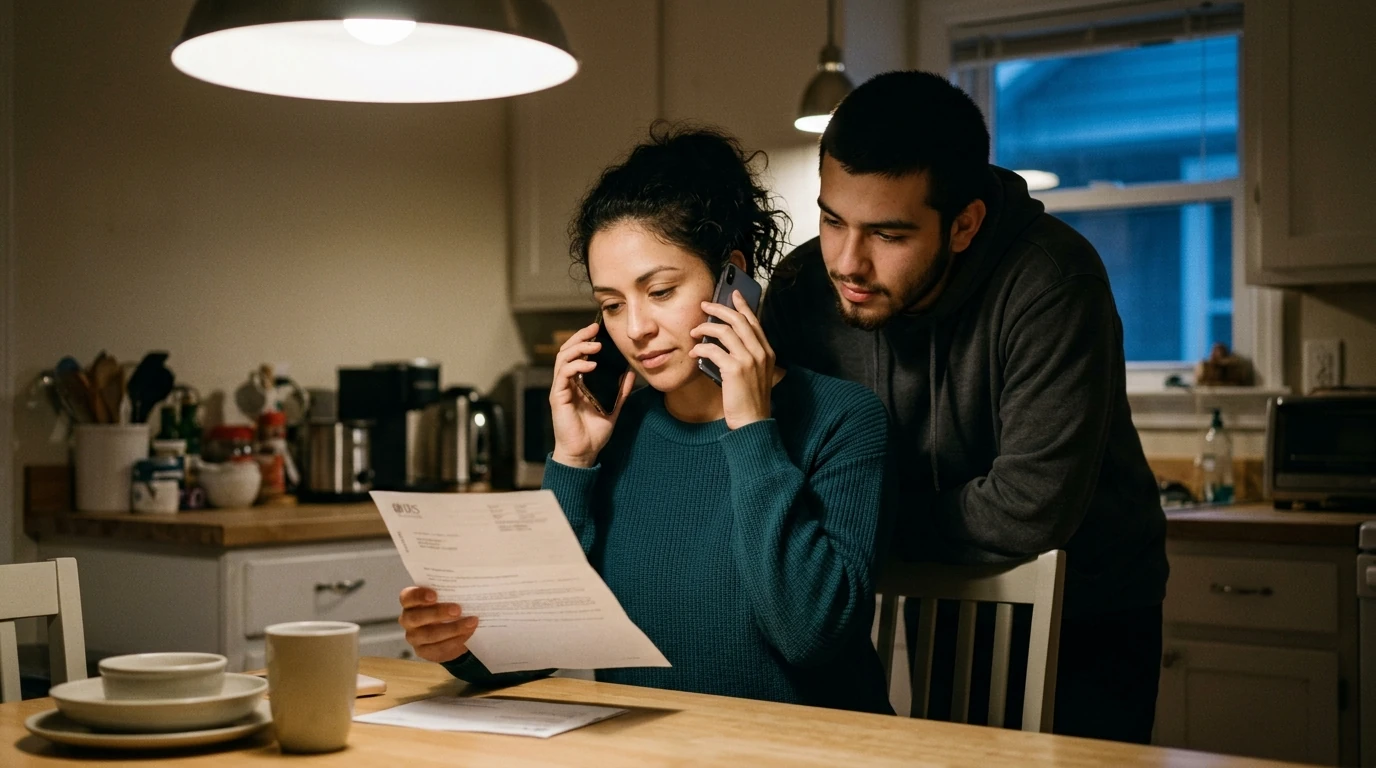 A person reviewing an IRS IRS notice at home.