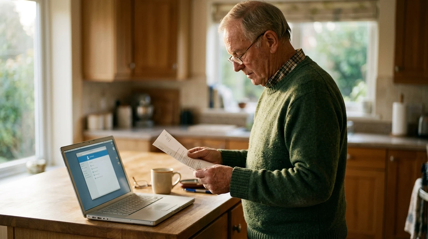 A person reviewing an IRS IRS notice at home.