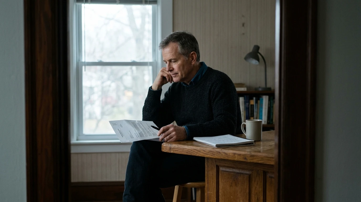 A person reviewing an IRS IRS notice at home.