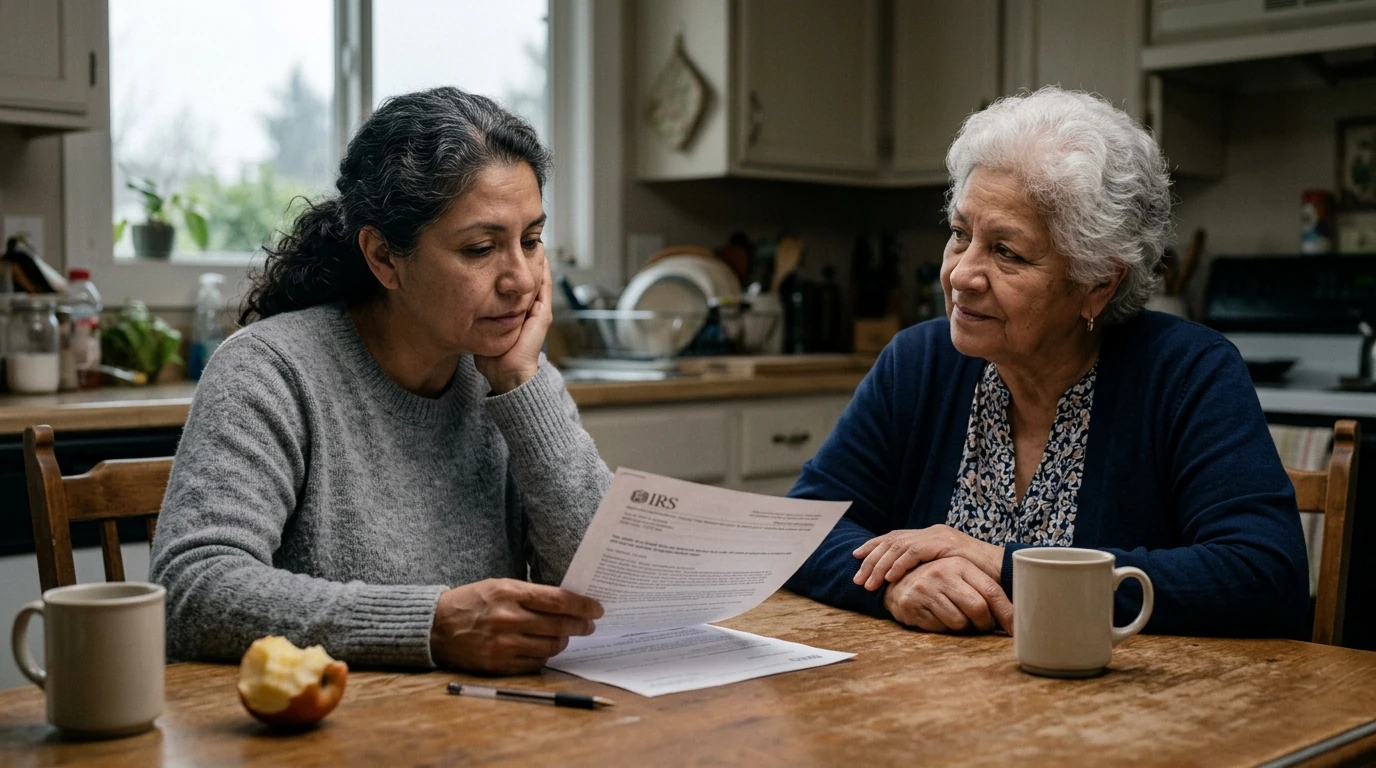 A person reviewing an IRS IRS notice at home.
