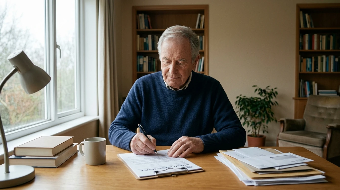 A person reviewing an IRS IRS notice at home.