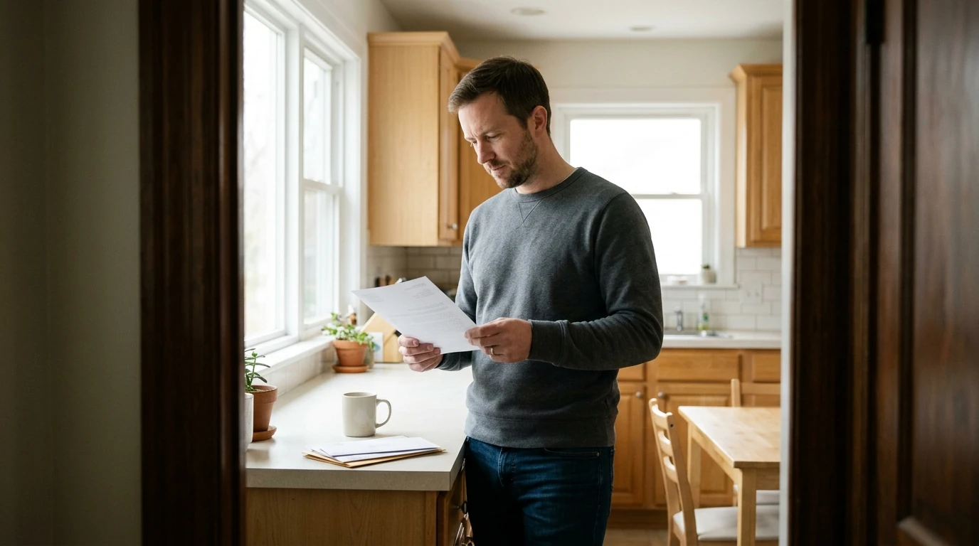 A person reviewing an IRS IRS notice at home.