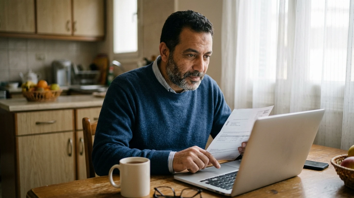 A person reviewing an IRS IRS notice at home.