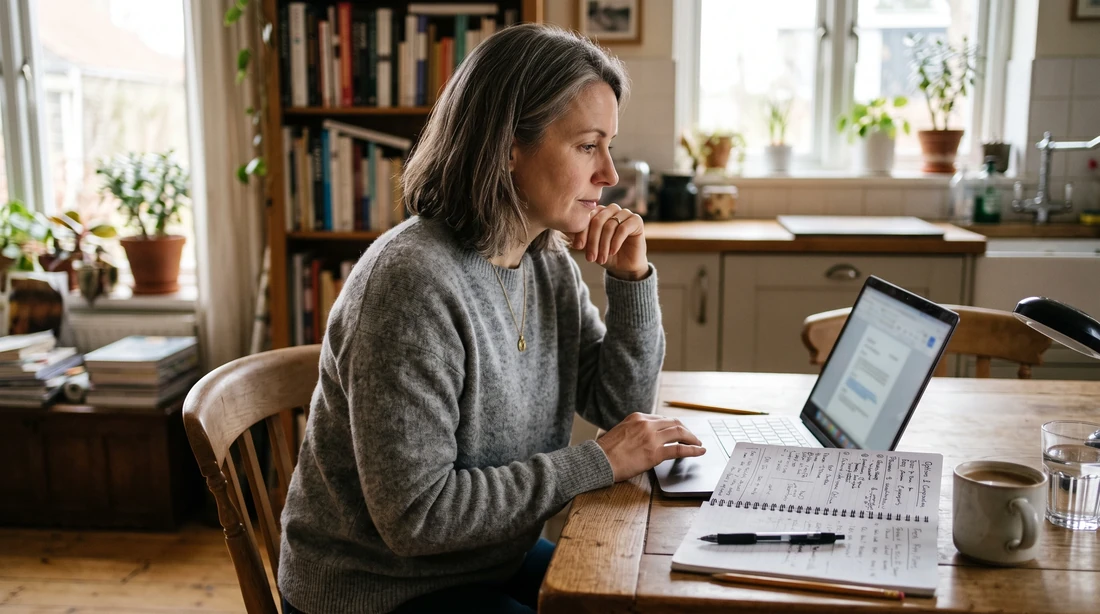 A person at home reviewing paperwork about TaxRise Alternative.