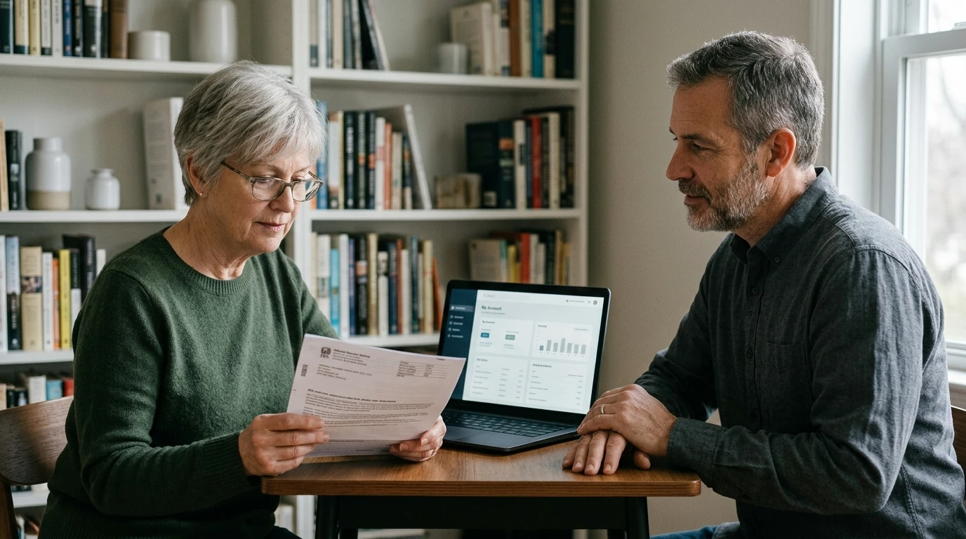 A person reviewing an IRS IRS notice at home.