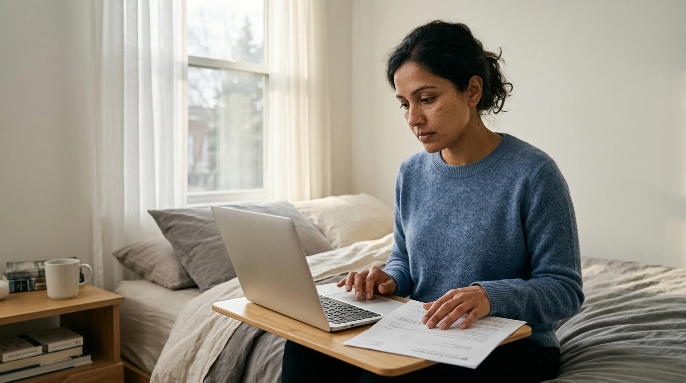 A person reviewing an IRS IRS notice at home.