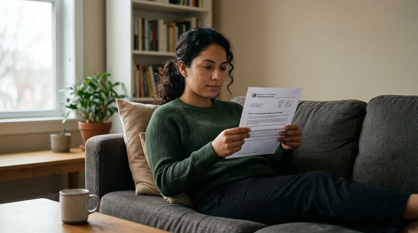 A person reviewing an IRS IRS notice at home.