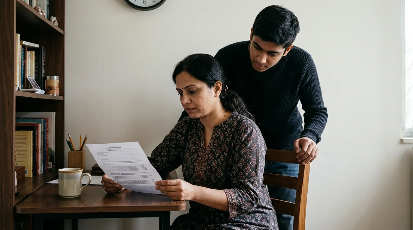 A person reviewing an IRS IRS notice at home.