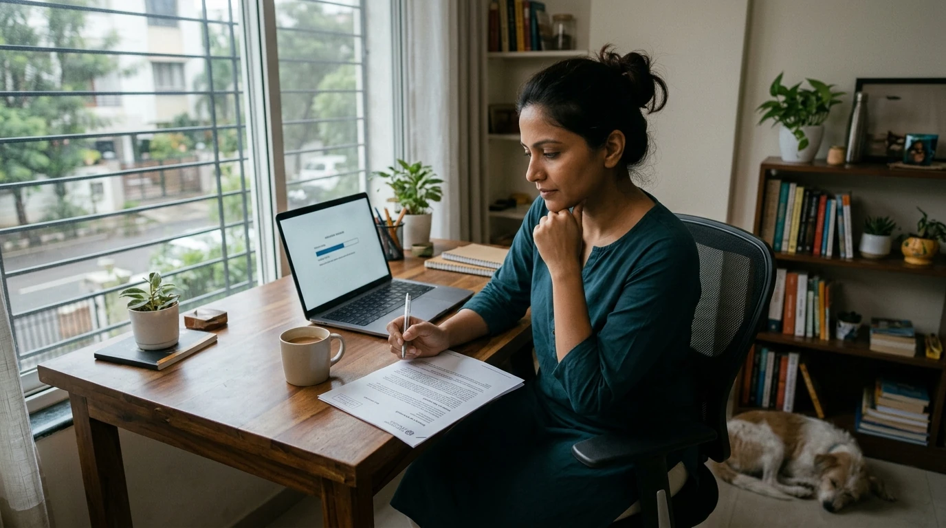 A person reviewing an IRS IRS notice at home.